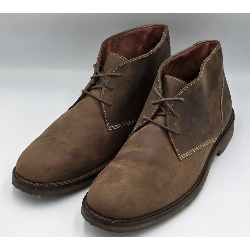 Johnston Murphy Copel Chukka Mens 10M Tan Brown Leather Memory Foam Ankle Boots
